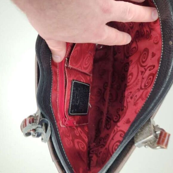 Retired Brighton Black Croc Leather Leonor / Handbag Tote EUC - Picture 9 of 14